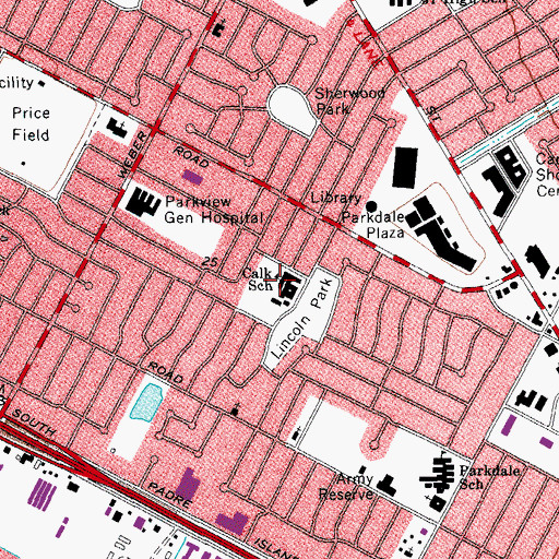 Topographic Map of Calk School, TX