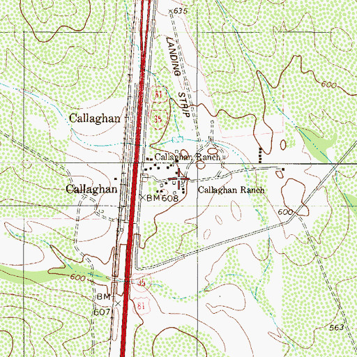 Topographic Map of Callaghan Ranch, TX