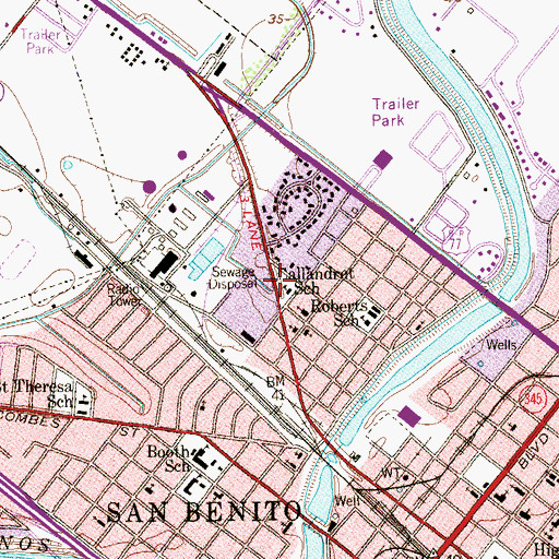 Topographic Map of Callandret School, TX