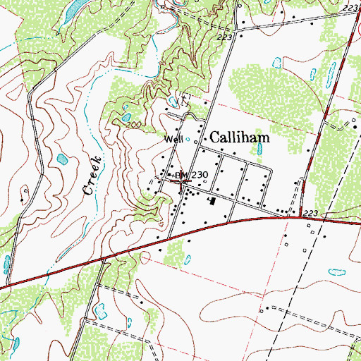 Topographic Map of Calliham, TX