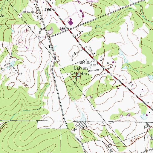Topographic Map of Calvary Cemetery, TX
