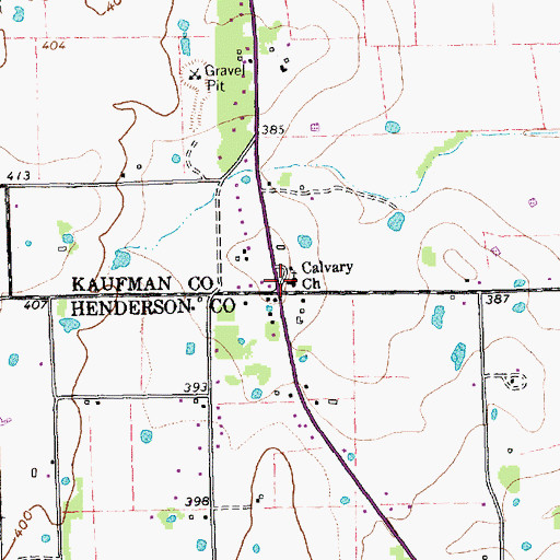 Topographic Map of Calvary Church, TX