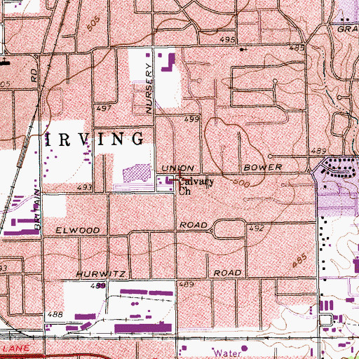 Topographic Map of Calvary Church, TX