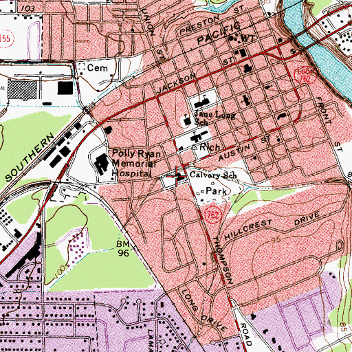 Topographic Map of Calvary School, TX