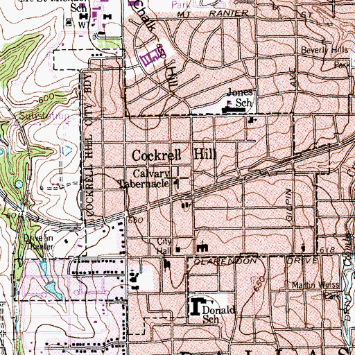 Topographic Map of Calvary Tabernacle, TX