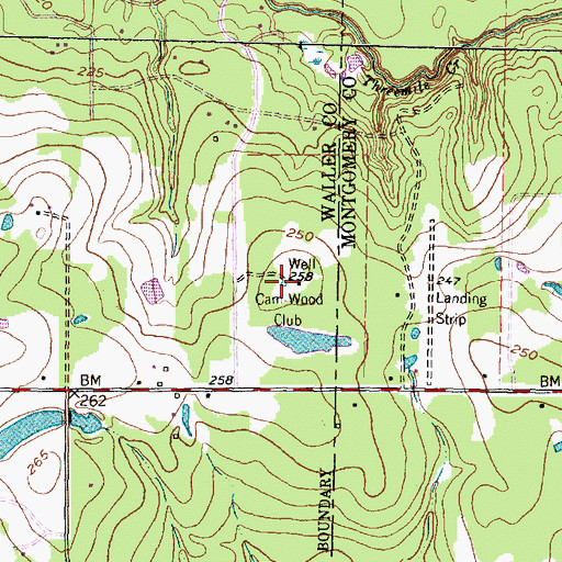 Topographic Map of Cam-Wood Club, TX