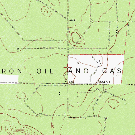 Topographic Map of Cameron Oil and Gas Field, TX