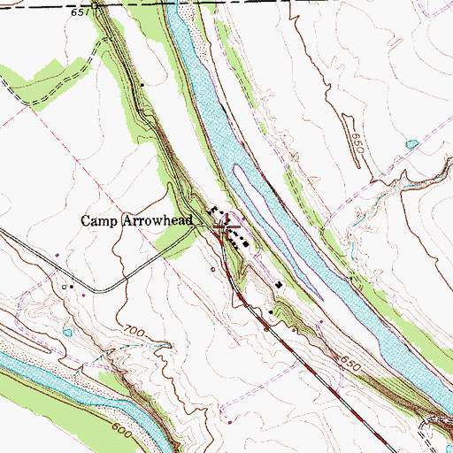 Topographic Map of Camp Arrowhead, TX