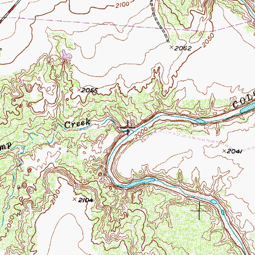 Topographic Map of Camp Creek, TX