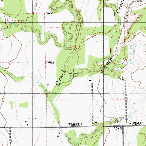 Topographic Map of Camp Creek, TX