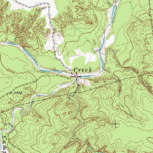 Topographic Map of Camp Creek, TX