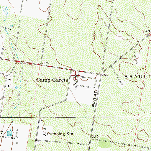 Topographic Map of Camp Garcia, TX