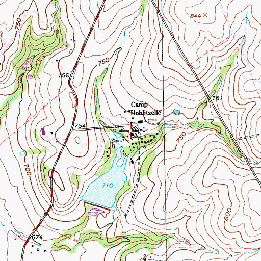 Topographic Map of Camp Hoblitzelle, TX