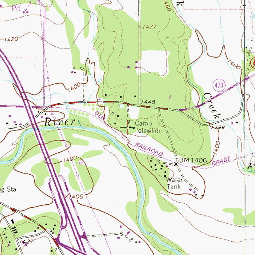 Topographic Map of Camp Idlewide, TX