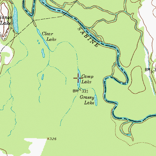 Topographic Map of Camp Lake, TX