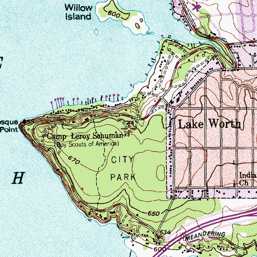 Topographic Map of Camp Leroy Schuman, TX
