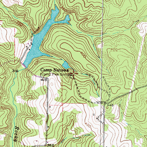 Topographic Map of Camp Natowa, TX
