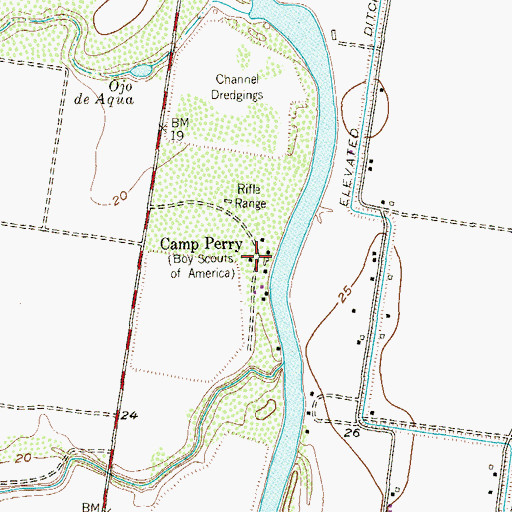 Topographic Map of Camp Perry, TX