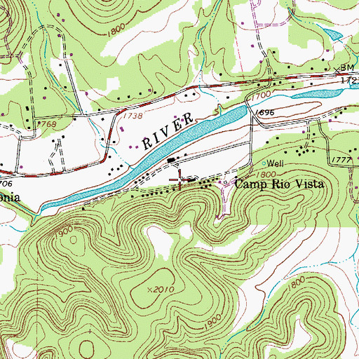 Topographic Map of Camp Rio Vista, TX