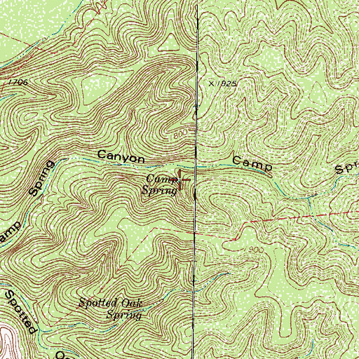 Topographic Map of Camp Spring, TX