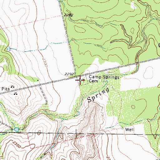 Topographic Map of Camp Springs Cemetery, TX