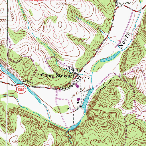 Topographic Map of Camp Stewart, TX