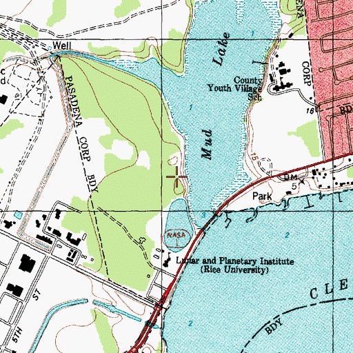 Topographic Map of Camp Tejas, TX