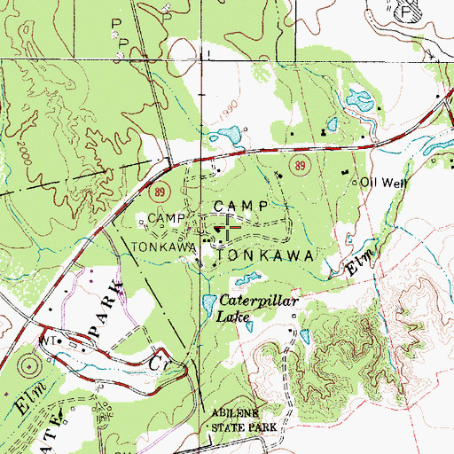 Topographic Map of Camp Tonkawa, TX