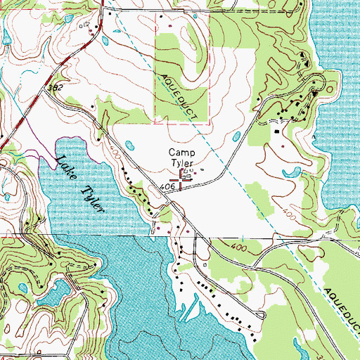 Topographic Map of Camp Tyler, TX