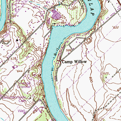 Topographic Map of Camp Willow, TX