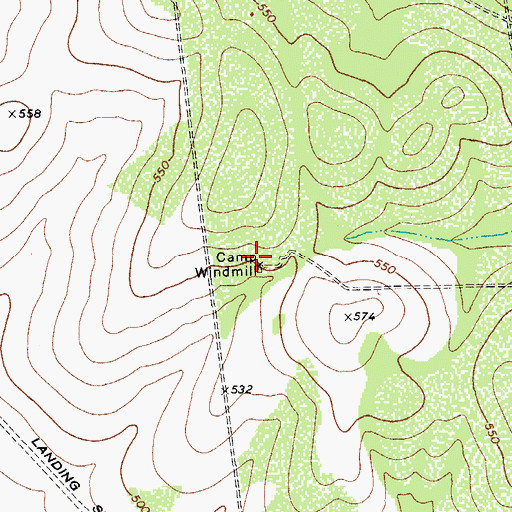 Topographic Map of Camp Windmill, TX