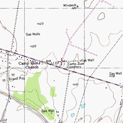 Topographic Map of Camp Zion Cemetery, TX