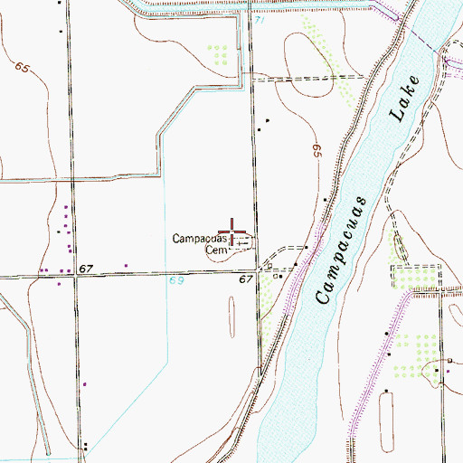 Topographic Map of Campacuas Cemetery, TX
