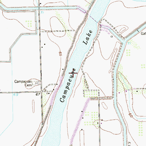 Topographic Map of Campacuas Lake, TX