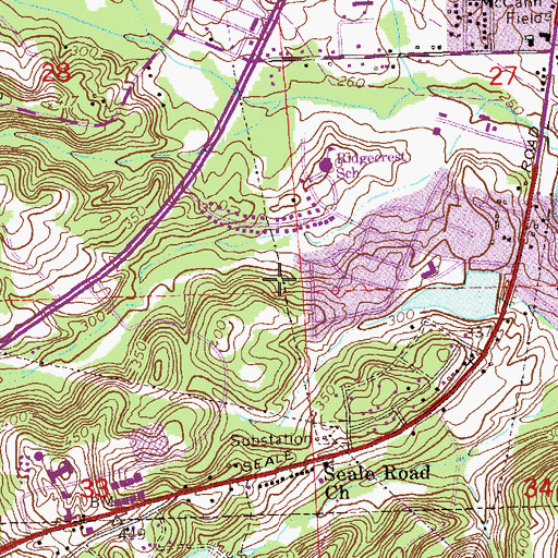 Topographic Map of Asbury Park, AL