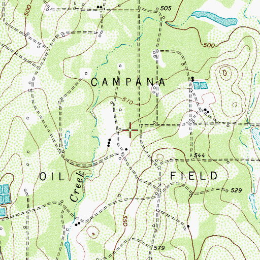 Topographic Map of Campana Oil Field, TX