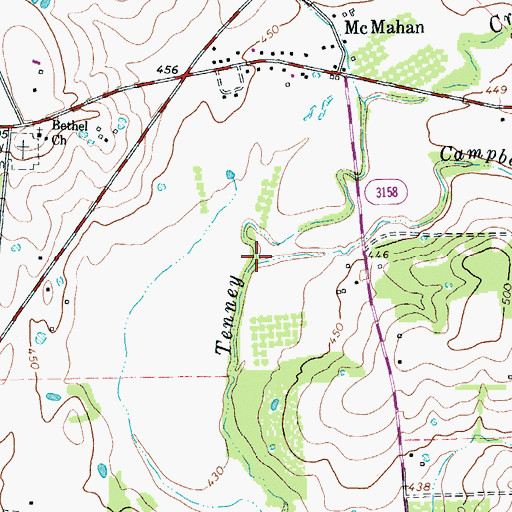 Topographic Map of Campbell Creek, TX