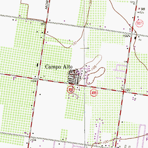 Topographic Map of Campo Alto, TX