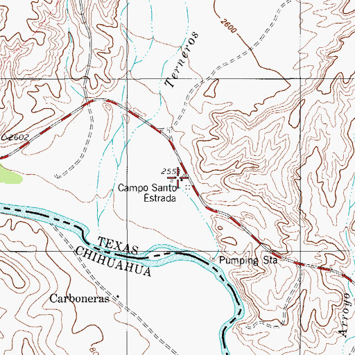 Topographic Map of Campo Santo Estrada, TX