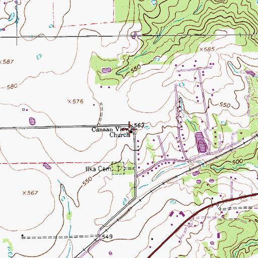Topographic Map of Canaan View Church, TX