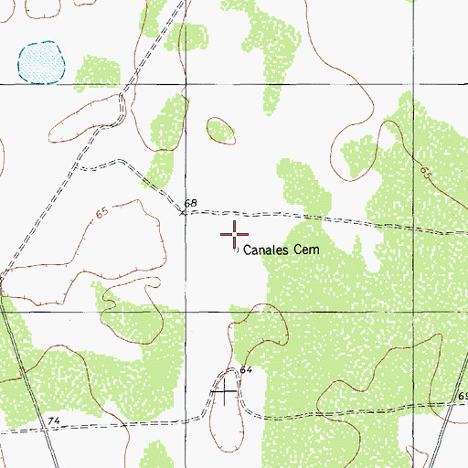 Topographic Map of Canales Cemetery, TX