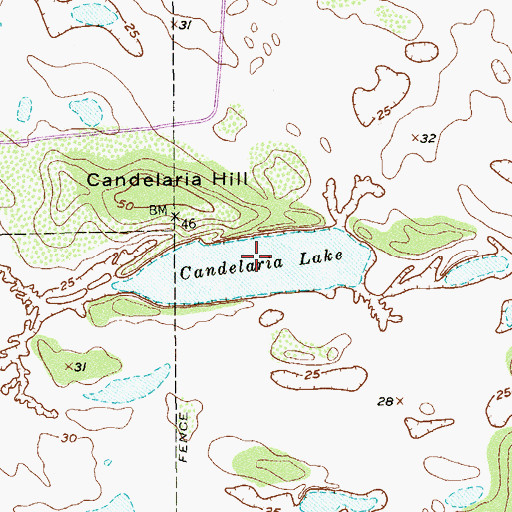 Topographic Map of Candelaria Lake, TX