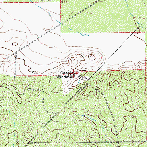 Topographic Map of Canejo Windmill, TX