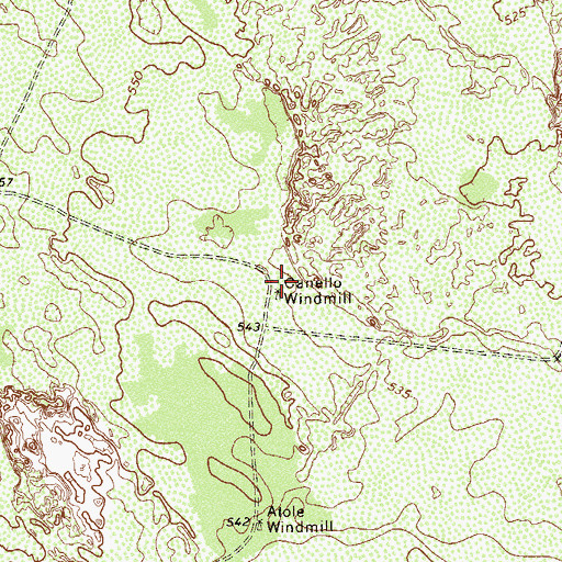 Topographic Map of Canello Windmill, TX