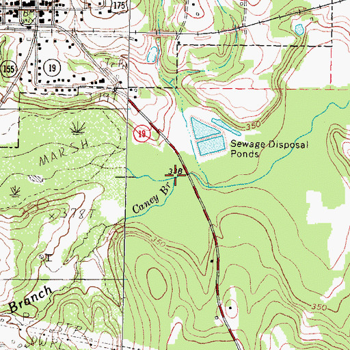 Topographic Map of Caney Branch, TX
