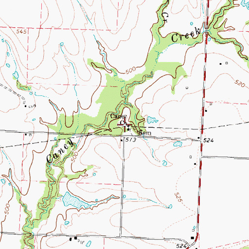Topographic Map of Caney Church, TX