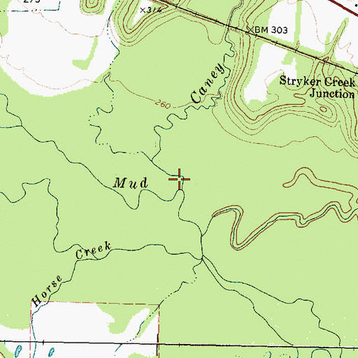 Topographic Map of Caney Creek, TX