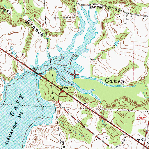 Topographic Map of Caney Creek, TX