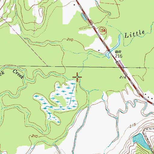 Topographic Map of Caney Creek, TX