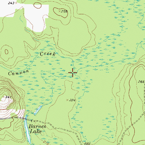 Topographic Map of Cannon Creek, TX